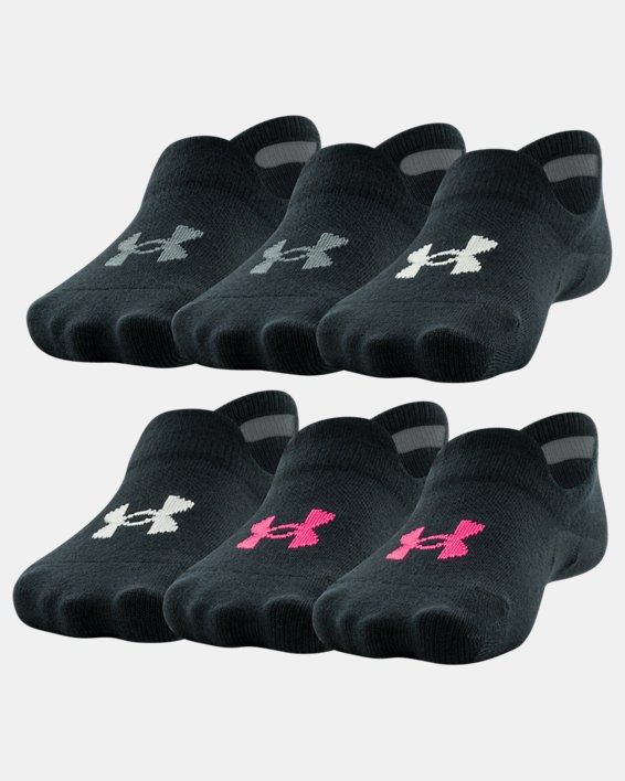 Girls' UA Essential 6-Pack Ultra Low Tab Socks, Black, pdpMainDesktop image number 0